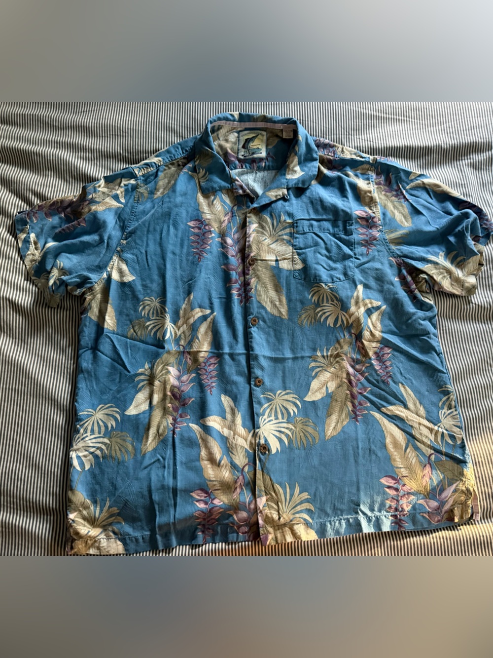 Tommy Bahama 25th Anniversary Blue Tropical Print Short-Sleeve Button-Down